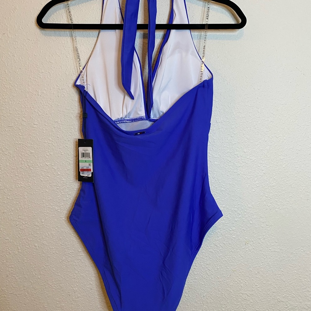 Tommy Hilfiger Blue One-Piece Swimsuit with Plunging V-Neckline - Picture 2 of 2